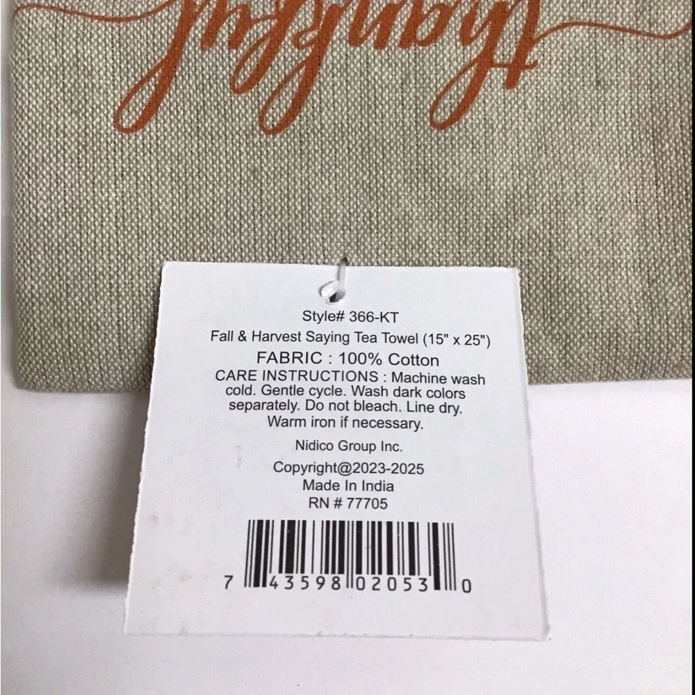 Fall Thankful For My Dog Kitchen Towel 100% Cotton Autumn Hand Tea Farmhouse NEW